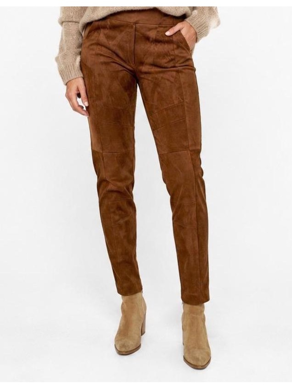 SUNDANCE stretch knit brown pants ultra-suede feel size 16